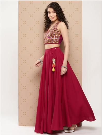 Mirror-Work Ready to Wear Lehenga Set