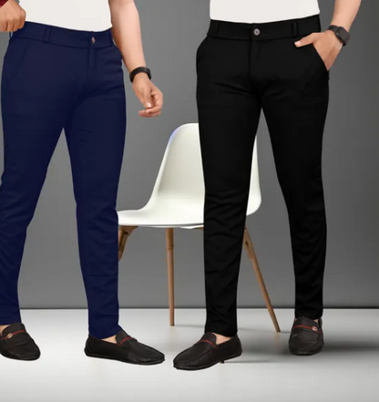 Set of 2 Slim Fit Trouser Twill Lycra For Men