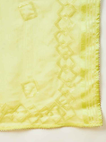 all about you Lime Green Embroidered Pure Chiffon Saree