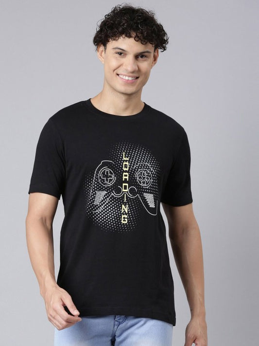 Graphic Printed Round Neck Slim Fit Cotton T-shirt