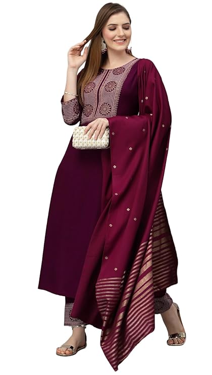 KLOSIA Women Embroidered Kurta and Pant set with Dupatta