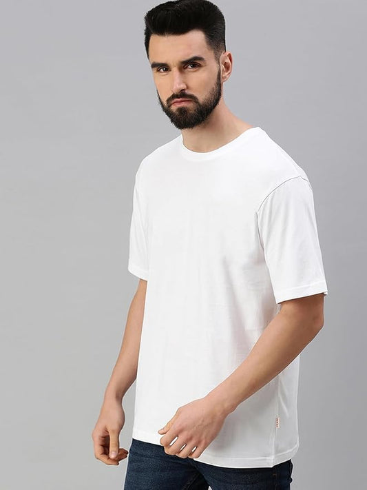 Round Neck Solid Pure 100% Cotton T-Shirt for Men