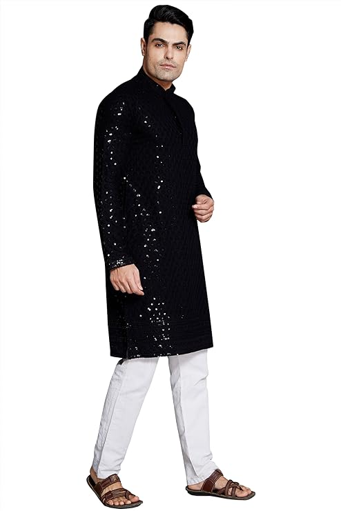 DIVISIVE Men's Sequince Embroidered Cotton Blend Only Kurta