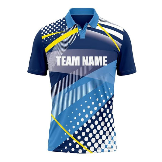 Cricket Polo Collar Sports Jersey for Men with Team Name, Name and Number Printed