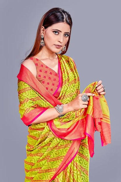 Ghan sals Women's Brasso Saree with Unstitched Blouse Piece