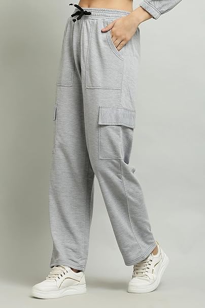 Women Solid Grey Track Pants