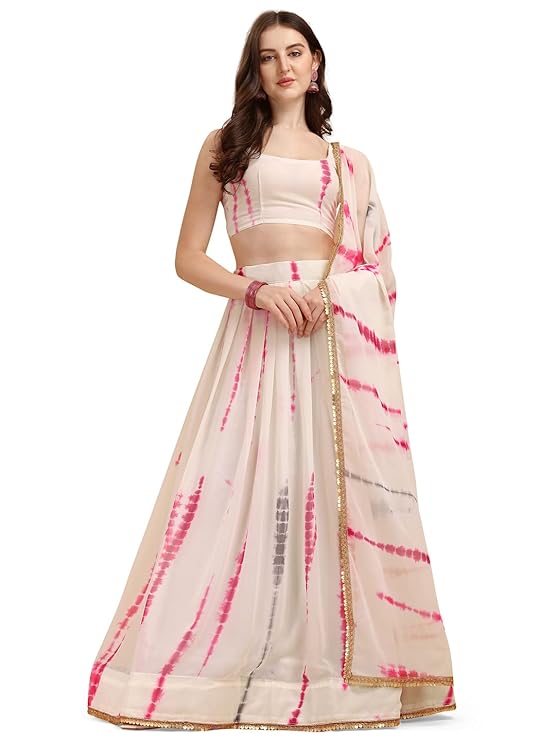 Amrutam Fab Women's Georgette Semi-stitched Lehenga Choli