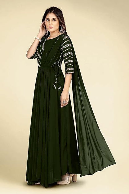 Women Flared/A-line Embroidere Gown