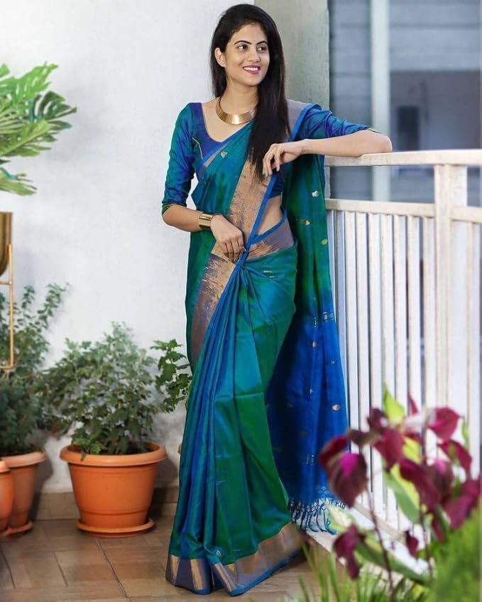 Women's Present Banarasi Soft Lichi Silk Saree