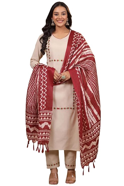 GoSriKi Women's Kurta with Pant & Dupatta