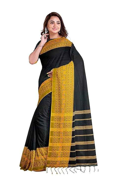 Women's Cotton Blend Begumpuri Handloom Saree Without Blouse piece