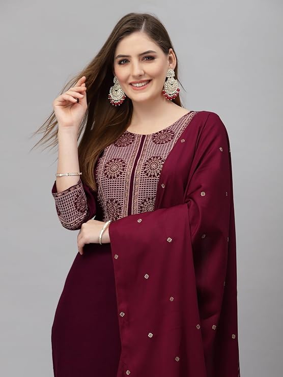 KLOSIA Women Embroidered Kurta and Pant set with Dupatta