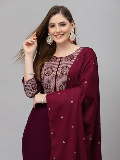 Women Embroidered Kurta and Pant set with Dupatta