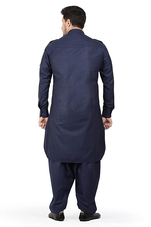 Men's Cotton Blend Pathani Kurta Pyjama Suit