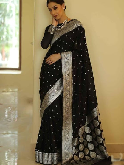 Women's Kanjivaram Jacquard Cotton Silk Fashion Saree