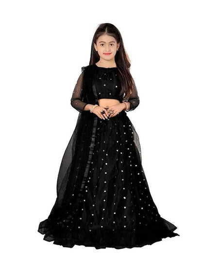 RUKHA FAB Girl's Satin Semi-stitched Lehenga Choli and dupatta set (10-11) Year.