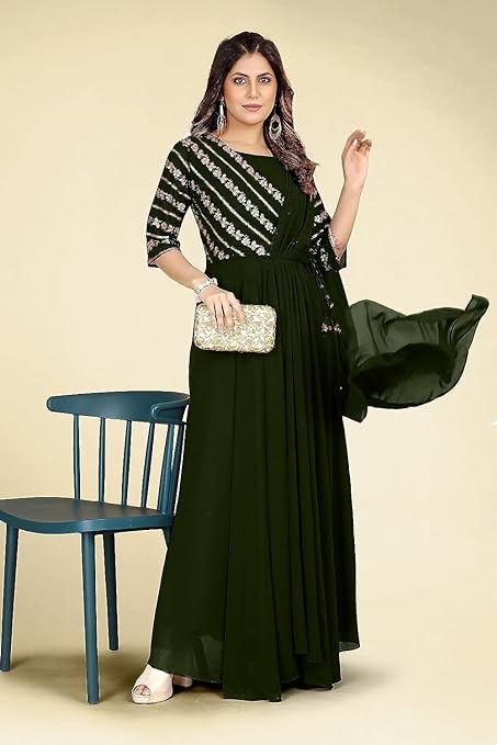 Women Flared/A-line Embroidere Gown