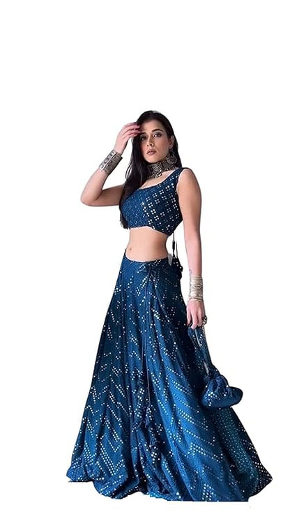 ZAALIMA FASHION WITH Z LOGO Womens Georgette Semi-Stitched Lehenga Choli Set