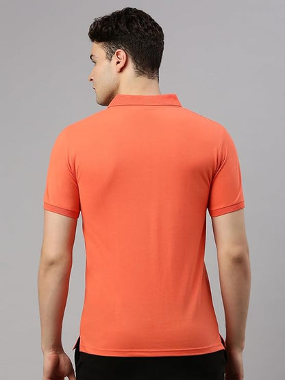 Men's Regular Fit Polo Neck Half Sleeve Solid Casual T-Shirt