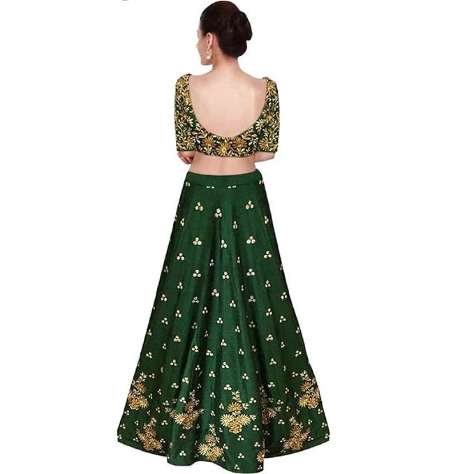 Bhakti Nandan Creation Women's Silk Semi-stitched Lehenga Choli