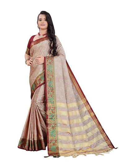 Avantika Fashion Women's Amazing Woven Pure Cotton Silk Art Silk Saree With Blouse Piece