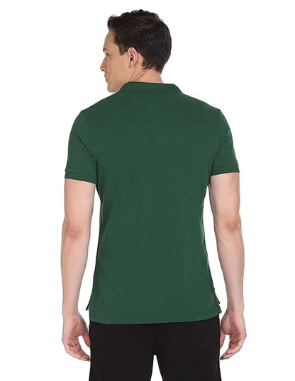 Men's Cotton Regular Fit Solid Logo Polo T-Shirt