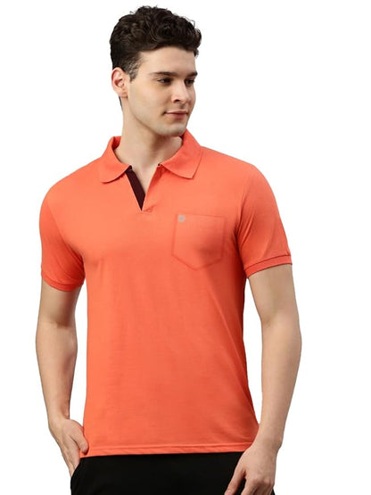 Men's Regular Fit Polo Neck Half Sleeve Solid Casual T-Shirt