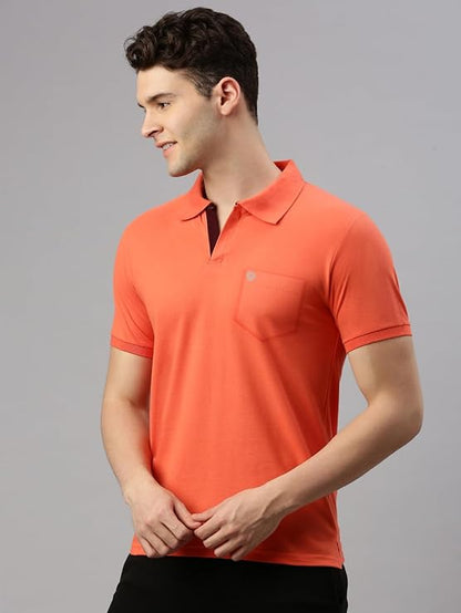 Men's Regular Fit Polo Neck Half Sleeve Solid Casual T-Shirt