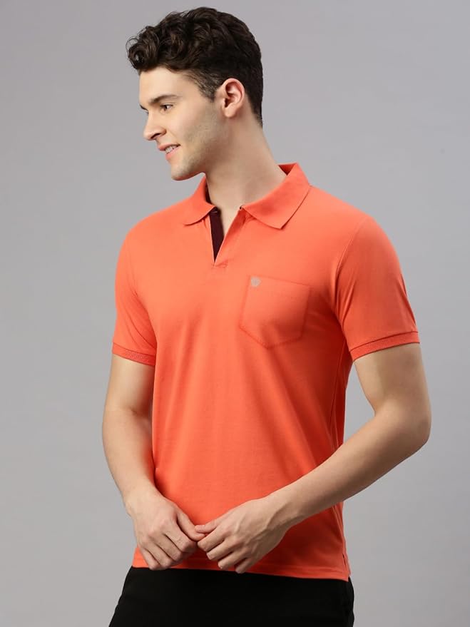 Men's Regular Fit Polo Neck Half Sleeve Solid Casual T-Shirt