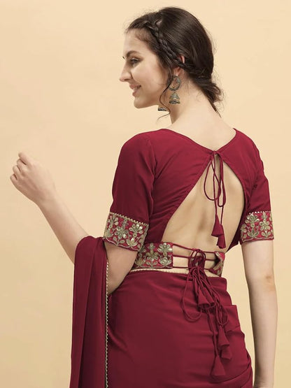 Georgette Embellished With Belt Saree