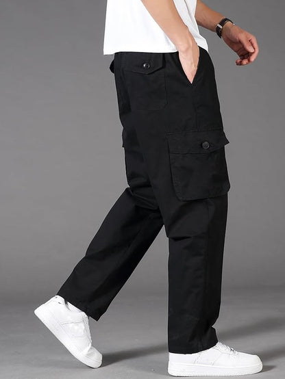 Men's Polyester Blend Casual Cargo Trousers Pants