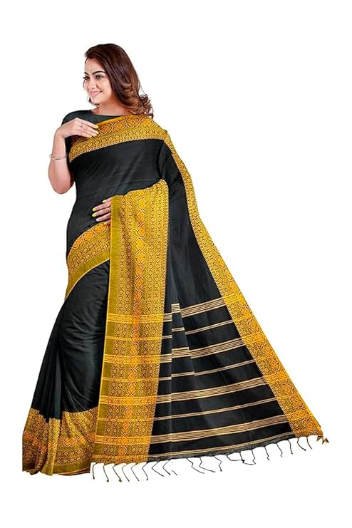 Women's Cotton Blend Begumpuri Handloom Saree Without Blouse piece