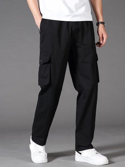 Men's Polyester Blend Casual Cargo Trousers Pants