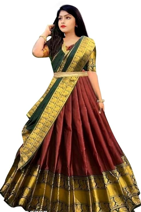 South indian Fancy Designer Flared Bridal lehenga Choli For Girls-Kumkum