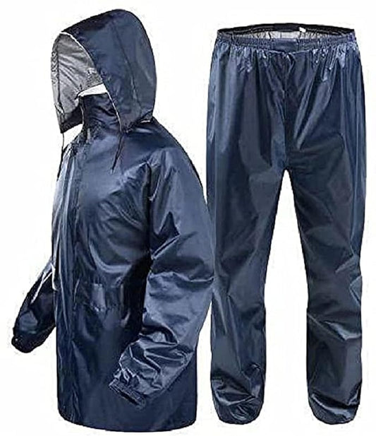 Cool Dealzz Plain Solid Waterproof/Packable Zipper Raincoat with Hood and Pant and Pocket