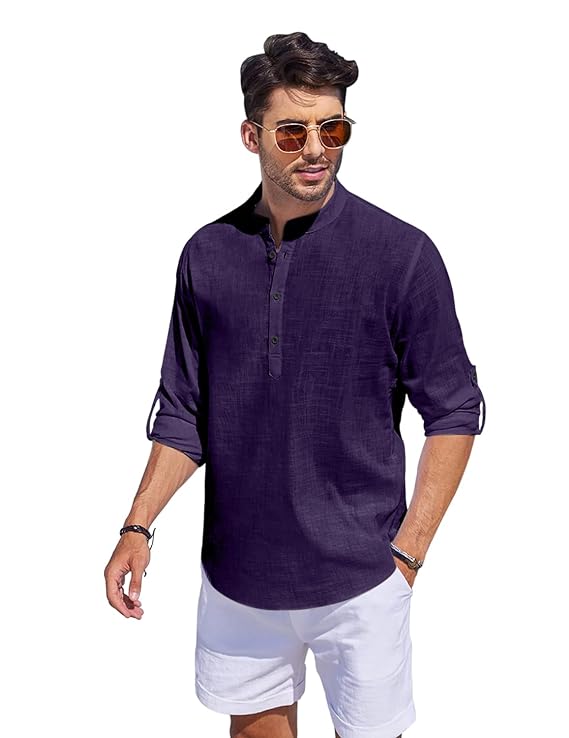 Bellstone Men Solid Cotton Blend Straight Kurta Shirt