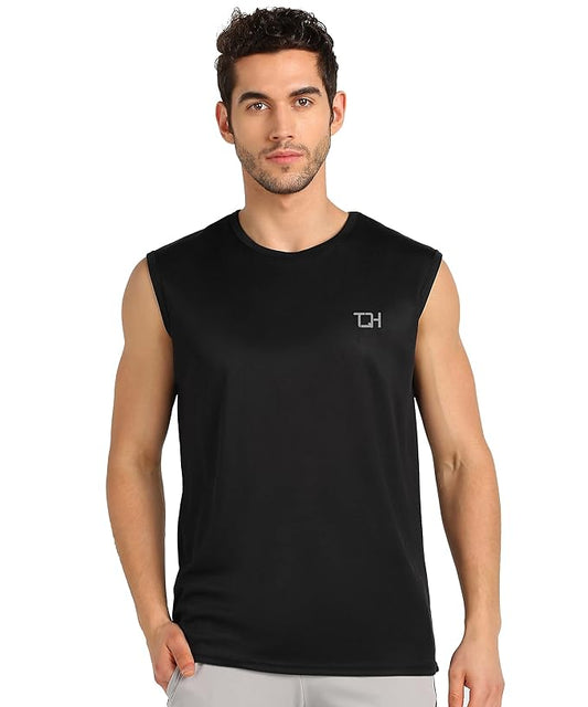 olid Men Round Neck Sleeveless T-Shirt