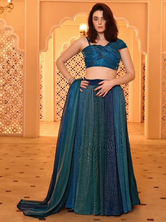 Embellished Sequinned Ready to Wear Lehenga & Unstitched Blouse With Dupatta