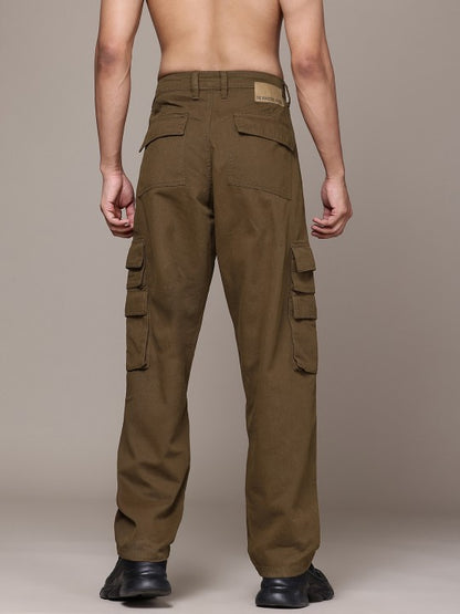 Men Relaxed Fit Pure Cotton Cargos Trousers