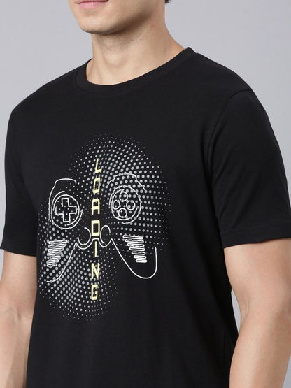 Graphic Printed Round Neck Slim Fit Cotton T-shirt