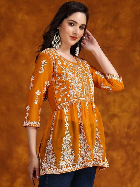 Chikankari Embroidery Kurti for Womens and Girls M