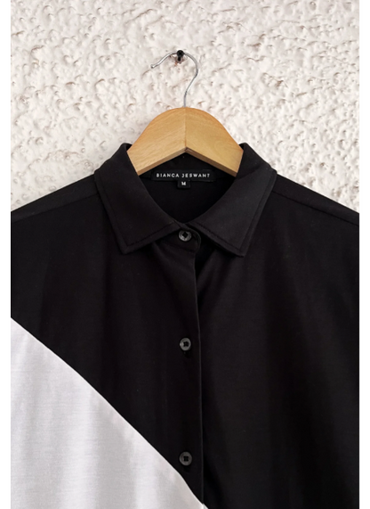 Men's Colour Blocked Shirt - B/W Graphic