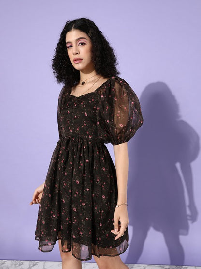 Madison Black floral dress