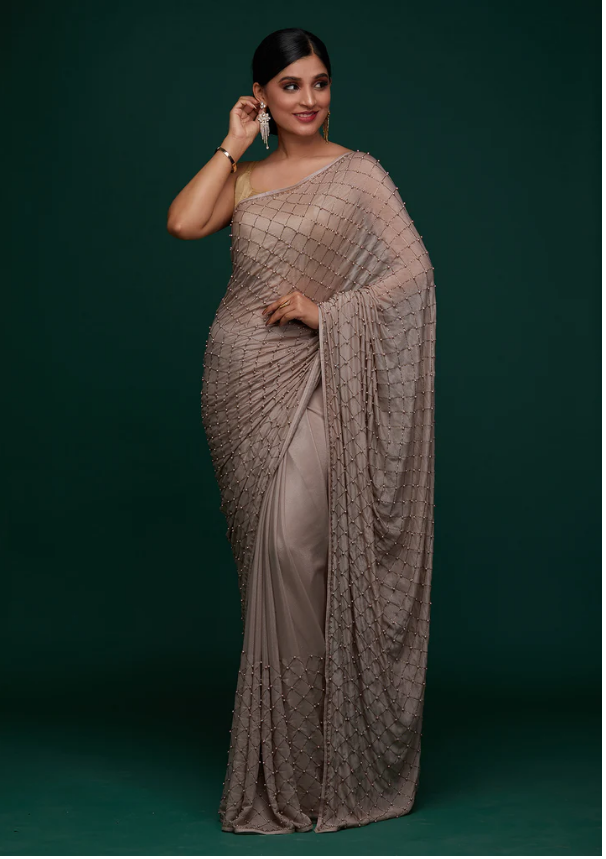 Mauve Work Shimmer Designer Saree