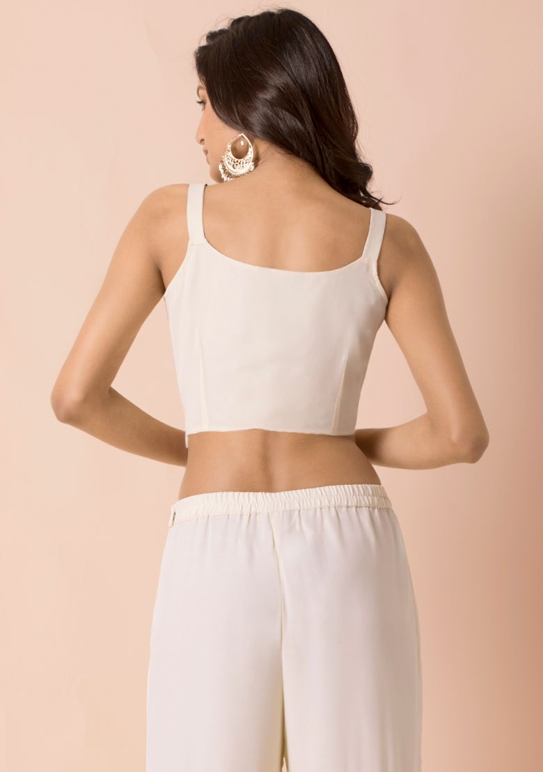 Ivory Mirror Boota Strappy Crop Top