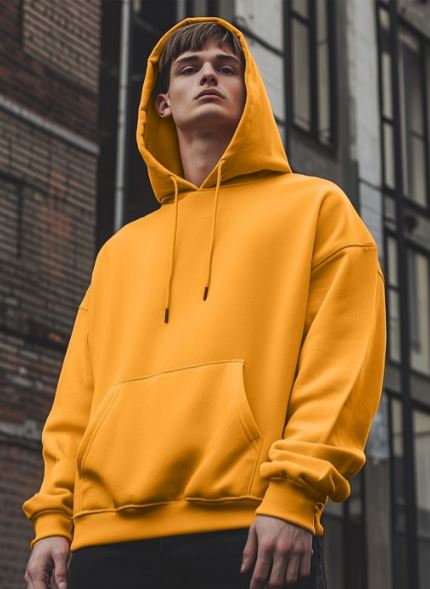 NOBERO Men Oversized Solid Hooded Sweatshirt