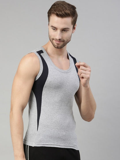 Men Grey Solid Innerwear Vests DSO-BOLD GYM VEST