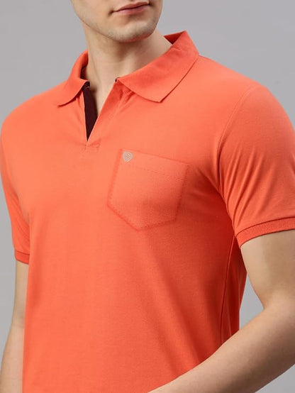 Men's Regular Fit Polo Neck Half Sleeve Solid Casual T-Shirt