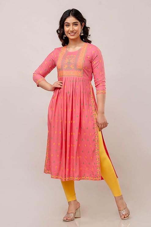 Vnyashri Women's Printed Naira Cut Kurta