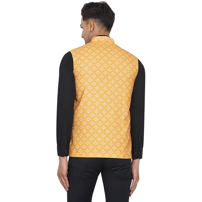 Veera Paridhaan Men's Cotton Printed Nehru Jacket